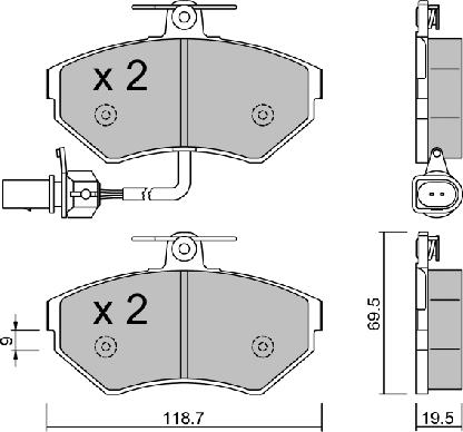 AISIN BPVW-1033 - Комплект спирачно феродо, дискови спирачки vvparts.bg