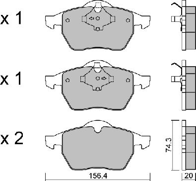 GUD GBP039001 - Комплект спирачно феродо, дискови спирачки vvparts.bg