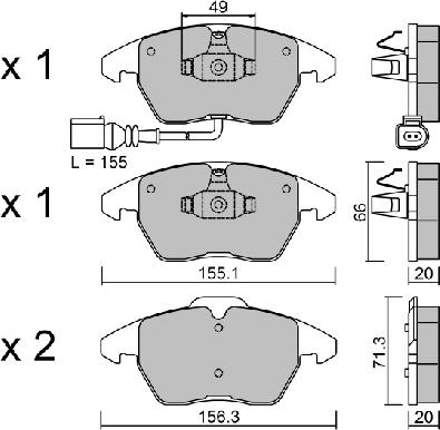 AISIN BPVW-1022 - Комплект спирачно феродо, дискови спирачки vvparts.bg