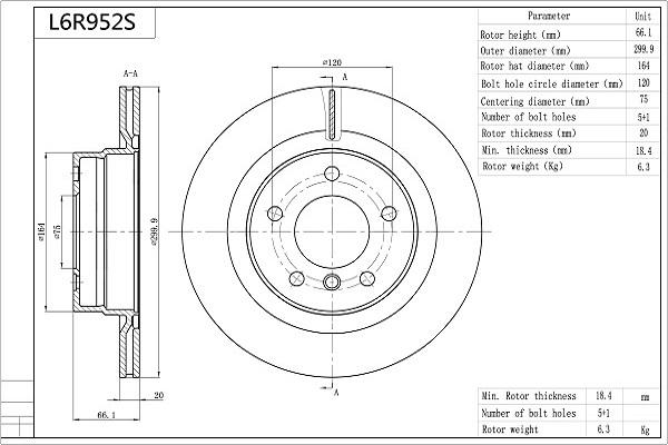 AISIN L6R952S - Спирачен диск vvparts.bg