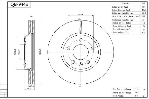 AISIN Q6F944S - Спирачен диск vvparts.bg