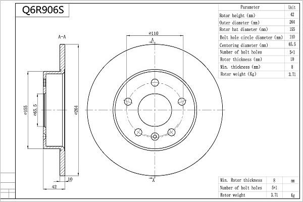 AISIN Q6R906S - Спирачен диск vvparts.bg