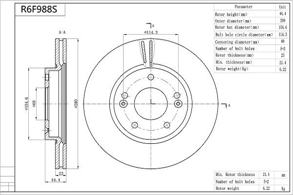 AISIN R6F988S - Спирачен диск vvparts.bg