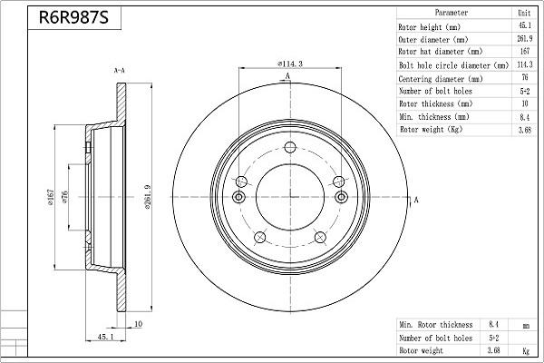 AISIN R6R987S - Спирачен диск vvparts.bg