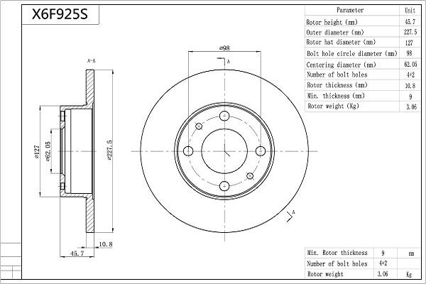 AISIN X6F925S - Спирачен диск vvparts.bg