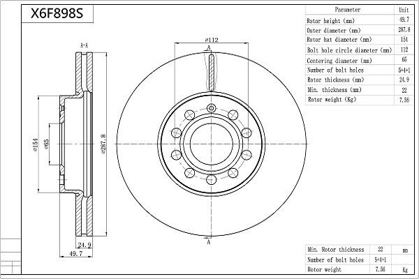 AISIN X6F898S - Спирачен диск vvparts.bg