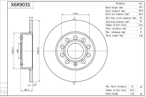 AISIN X6R903S - Спирачен диск vvparts.bg