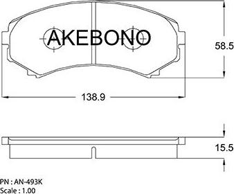 Akebono AN-493K - Комплект спирачно феродо, дискови спирачки vvparts.bg