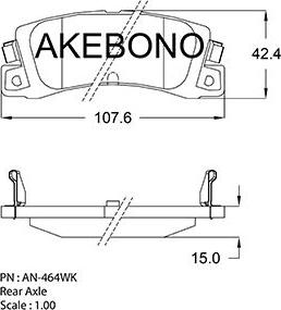 Akebono AN-464WK - Комплект спирачно феродо, дискови спирачки vvparts.bg