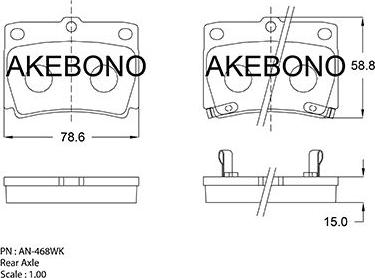 Akebono AN-468WK - Комплект спирачно феродо, дискови спирачки vvparts.bg