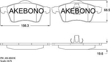 Akebono AN-4041K - Комплект спирачно феродо, дискови спирачки vvparts.bg