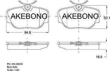 Akebono AN-4065K - Комплект спирачно феродо, дискови спирачки vvparts.bg