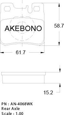 Akebono AN-4068WK - Комплект спирачно феродо, дискови спирачки vvparts.bg