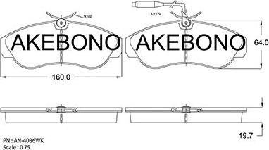 Akebono AN-4063WKE - Комплект спирачно феродо, дискови спирачки vvparts.bg