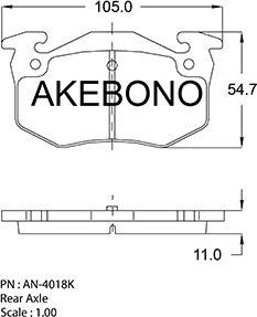 Akebono AN-4018KE - Комплект спирачно феродо, дискови спирачки vvparts.bg