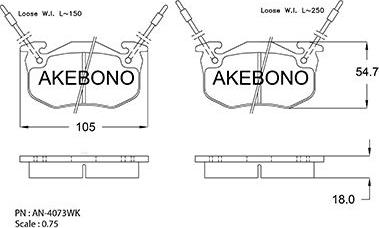 Akebono AN-4073WKE - Комплект спирачно феродо, дискови спирачки vvparts.bg