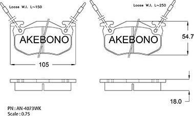 Akebono AN-4073WK - Комплект спирачно феродо, дискови спирачки vvparts.bg