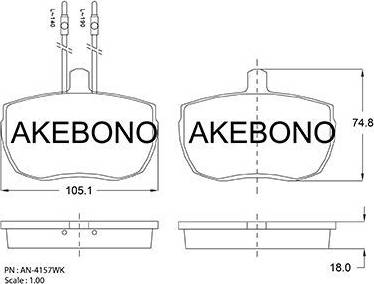 Akebono AN-4157WK - Комплект спирачно феродо, дискови спирачки vvparts.bg