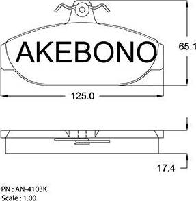 Akebono AN-4103K - Комплект спирачно феродо, дискови спирачки vvparts.bg