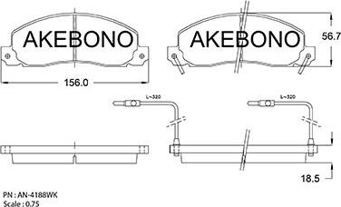 Akebono AN-4188WKE - Комплект спирачно феродо, дискови спирачки vvparts.bg