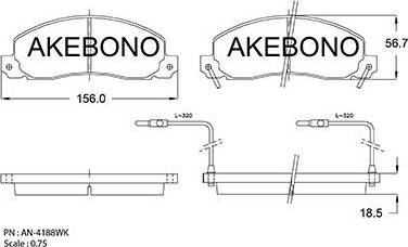 Akebono AN-4188WK - Комплект спирачно феродо, дискови спирачки vvparts.bg