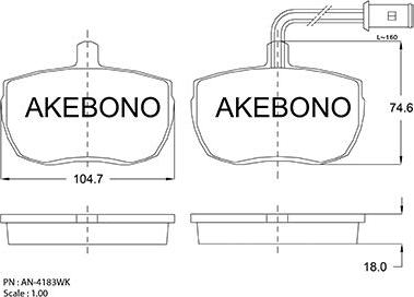 Akebono AN-4183WKE - Комплект спирачно феродо, дискови спирачки vvparts.bg