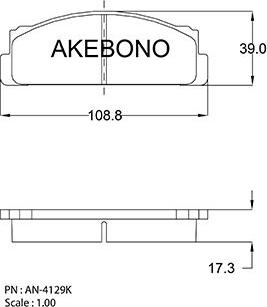 Akebono AN-4129KE - Комплект спирачно феродо, дискови спирачки vvparts.bg