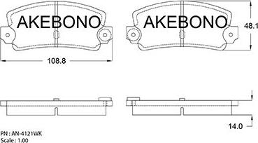 Akebono AN-4121WKE - Комплект спирачно феродо, дискови спирачки vvparts.bg