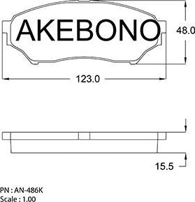 Akebono AN-486KE - Комплект спирачно феродо, дискови спирачки vvparts.bg