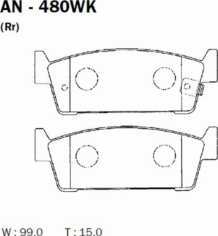 Akebono AN-480WK - Комплект спирачно феродо, дискови спирачки vvparts.bg