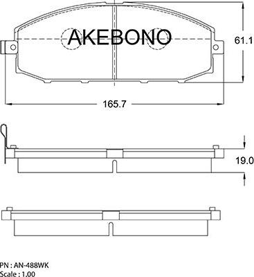 Akebono AN-488WK - Комплект спирачно феродо, дискови спирачки vvparts.bg