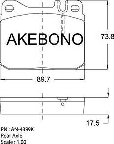 Akebono AN-4399K - Комплект спирачно феродо, дискови спирачки vvparts.bg