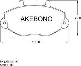 Akebono AN-4341K - Комплект спирачно феродо, дискови спирачки vvparts.bg