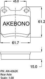 Akebono AN-4362KE - Комплект спирачно феродо, дискови спирачки vvparts.bg