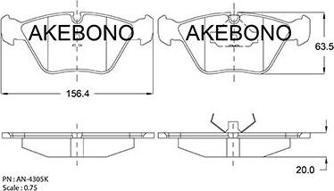 Akebono AN-4305KE - Комплект спирачно феродо, дискови спирачки vvparts.bg