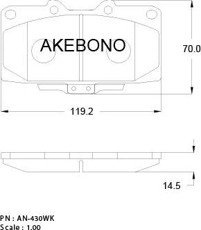 Akebono AN-430WKE - Комплект спирачно феродо, дискови спирачки vvparts.bg