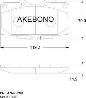 Akebono AN-430WK - Комплект спирачно феродо, дискови спирачки vvparts.bg