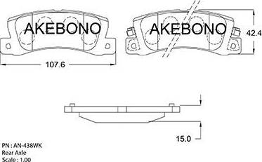 Akebono AN-438WK - Комплект спирачно феродо, дискови спирачки vvparts.bg