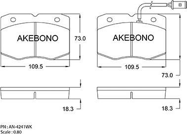 Akebono AN-4296WK - Комплект спирачно феродо, дискови спирачки vvparts.bg