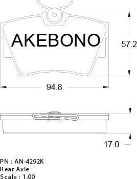 Akebono AN-4292KE - Комплект спирачно феродо, дискови спирачки vvparts.bg