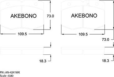 Akebono AN-4241WK - Комплект спирачно феродо, дискови спирачки vvparts.bg