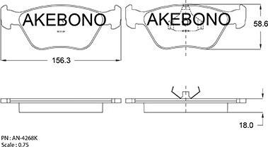 Akebono AN-4268KE - Комплект спирачно феродо, дискови спирачки vvparts.bg