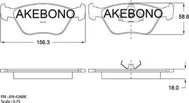 Akebono AN-4268K - Комплект спирачно феродо, дискови спирачки vvparts.bg