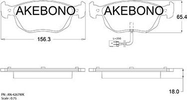 Akebono AN-4267WKE - Комплект спирачно феродо, дискови спирачки vvparts.bg