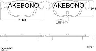 Akebono AN-4267WK - Комплект спирачно феродо, дискови спирачки vvparts.bg