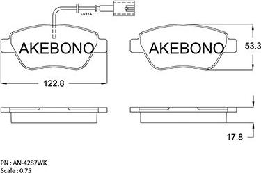 Akebono AN-4287WKE - Комплект спирачно феродо, дискови спирачки vvparts.bg