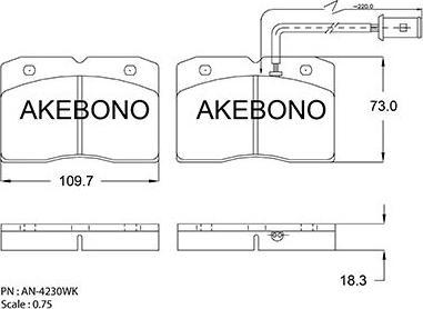 Akebono AN-4230WK - Комплект спирачно феродо, дискови спирачки vvparts.bg