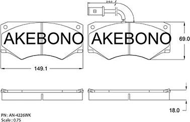 Akebono AN-4226WK - Комплект спирачно феродо, дискови спирачки vvparts.bg