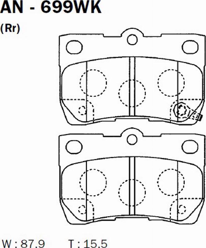 Akebono AN-699WK - Комплект спирачно феродо, дискови спирачки vvparts.bg