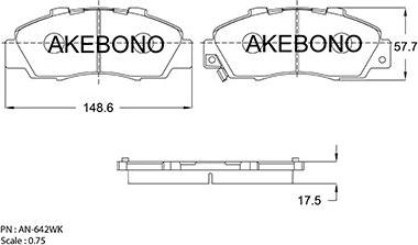 Akebono AN-642WK - Комплект спирачно феродо, дискови спирачки vvparts.bg